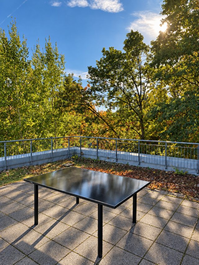 Solartisch ST-450 im Herbstlicht auf der Dachterrasse